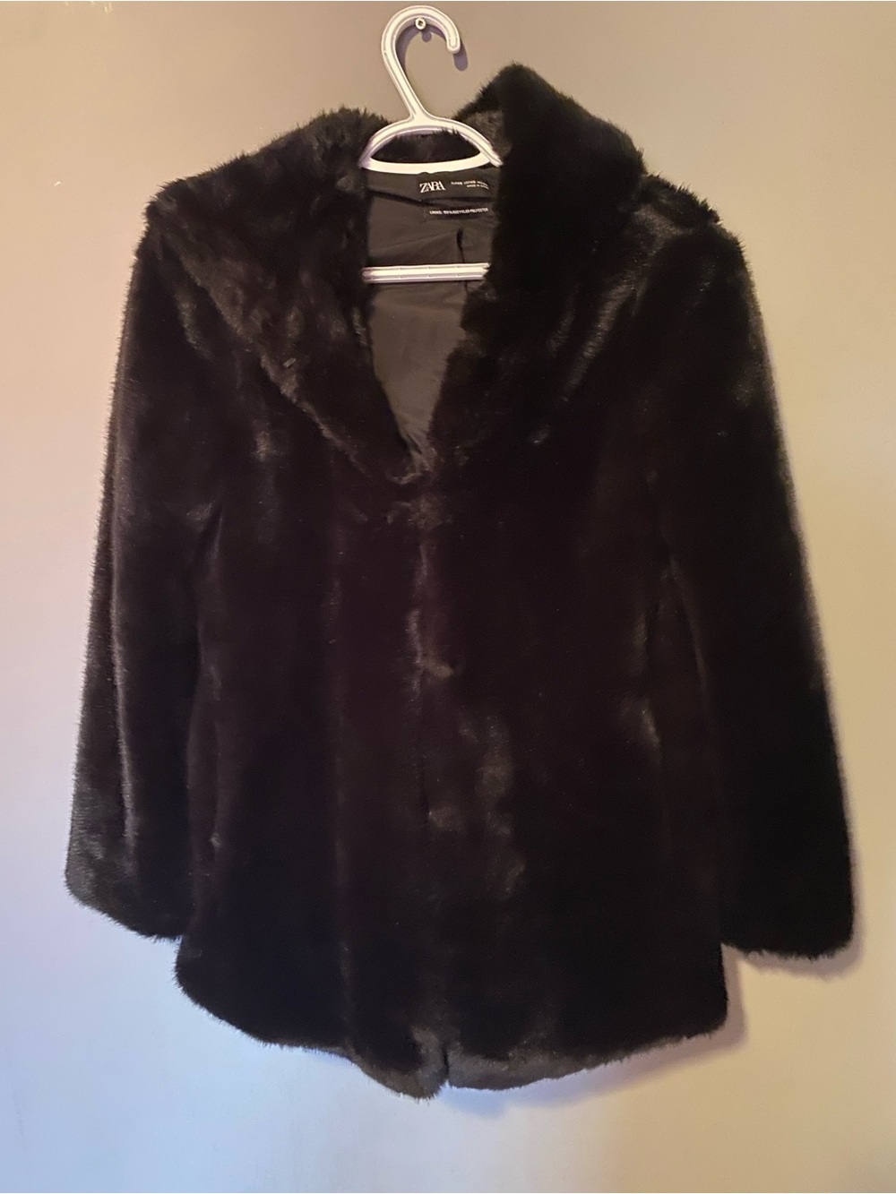 Zara Black Faux Fur Hooded Jacket